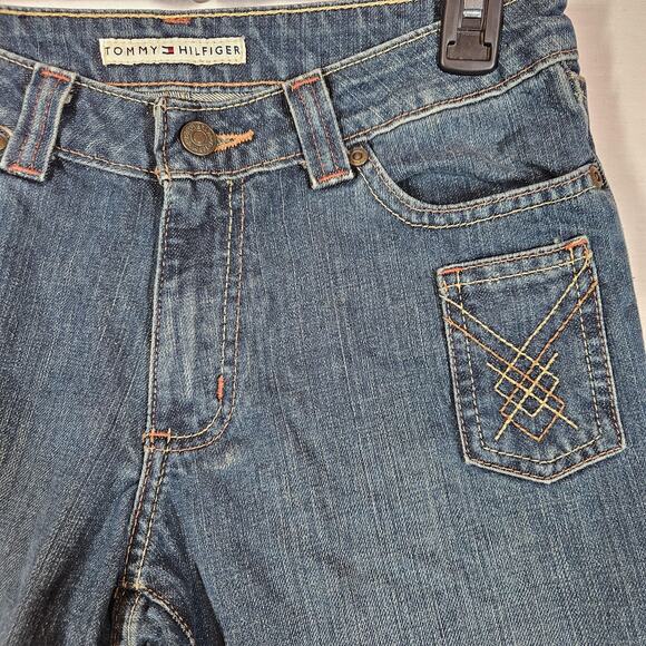 Y2K Tommy Hilfiger Jeans Womens 10 28x31 Bootcut Embroidered Pocket Low Rise - Picture 2 of 11